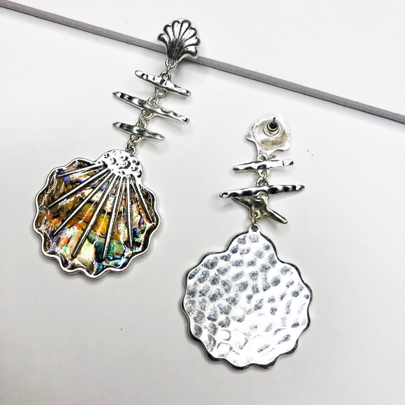 Joyce Abalone Shell Drop Silv Statement Earrings - Picture 5 of 5